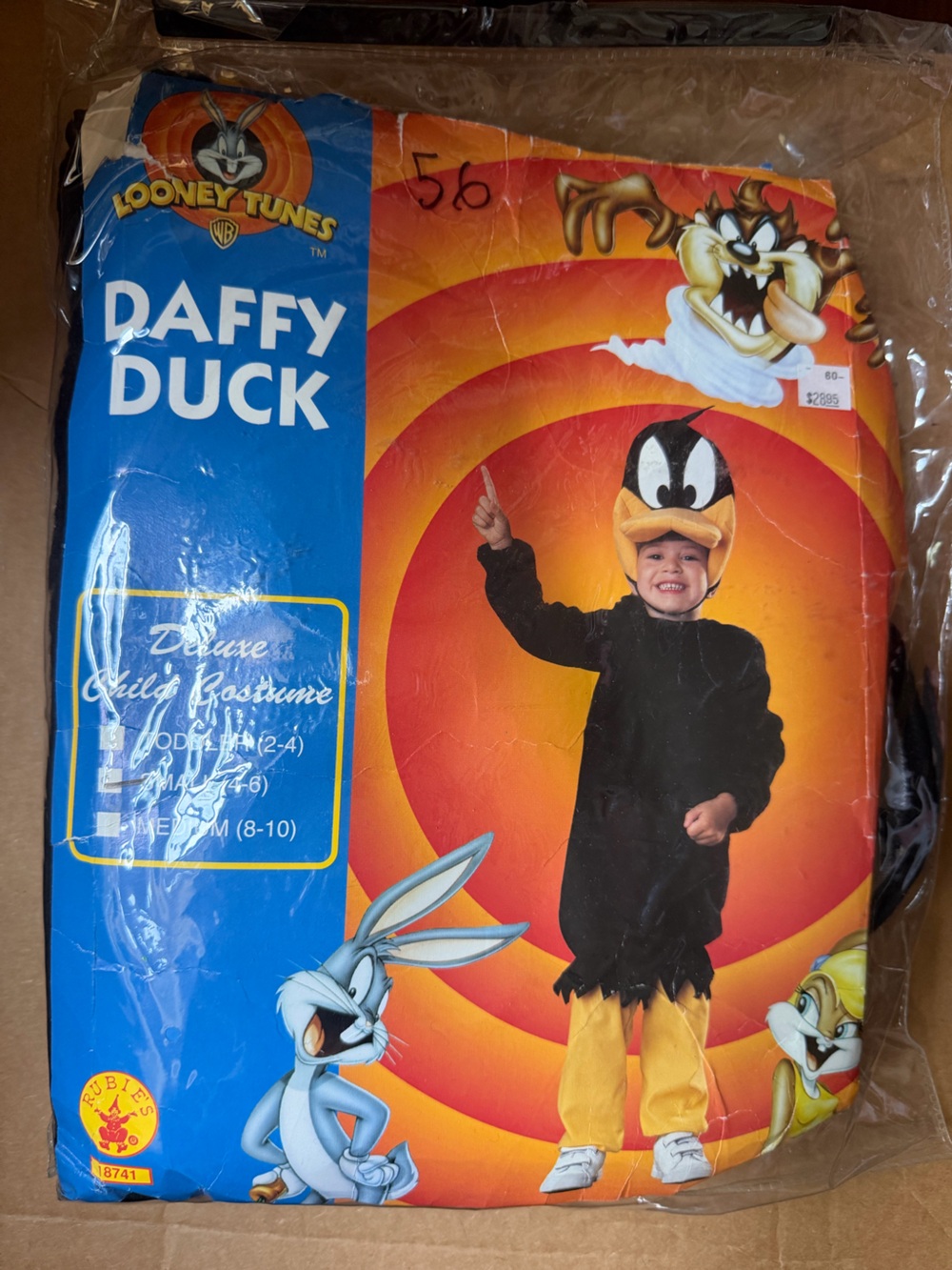 Looney Tunes Daffy Duck Kids Costume - Black & Yellow Vintage Halloween 90’s